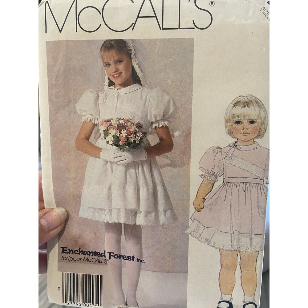 1986 McCalls 2427 Girls Dress Sewing Pattern Size 4 Uncut Enchanted Forest